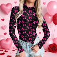 thumbnail image 2 of shoper Women Mesh Sheer Tops, Long Sleeve Bodysuit Neck Valentine's Heart Print Leotards Party Clubwear Shirt S-XXL, 2 of 5