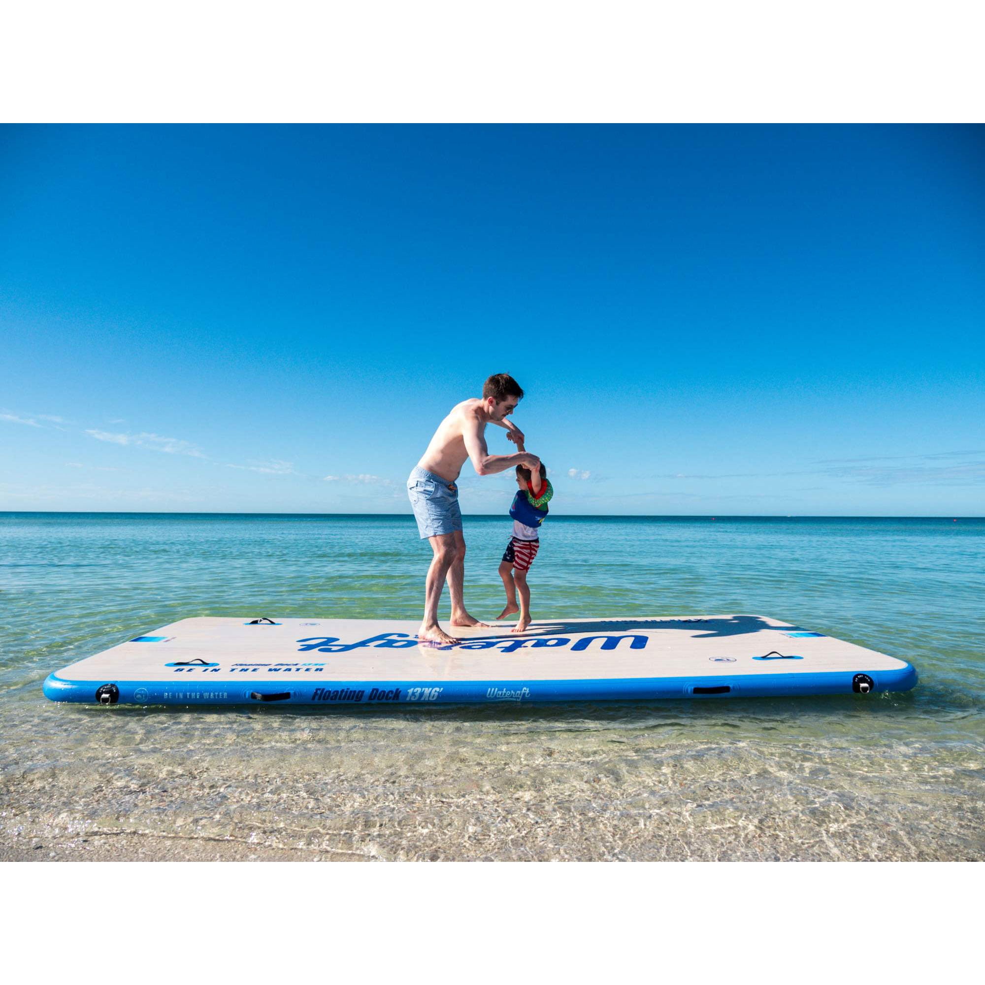 Open Box Wateraft 13' x 6' Inflatable Floating Island Dock Platform Raft