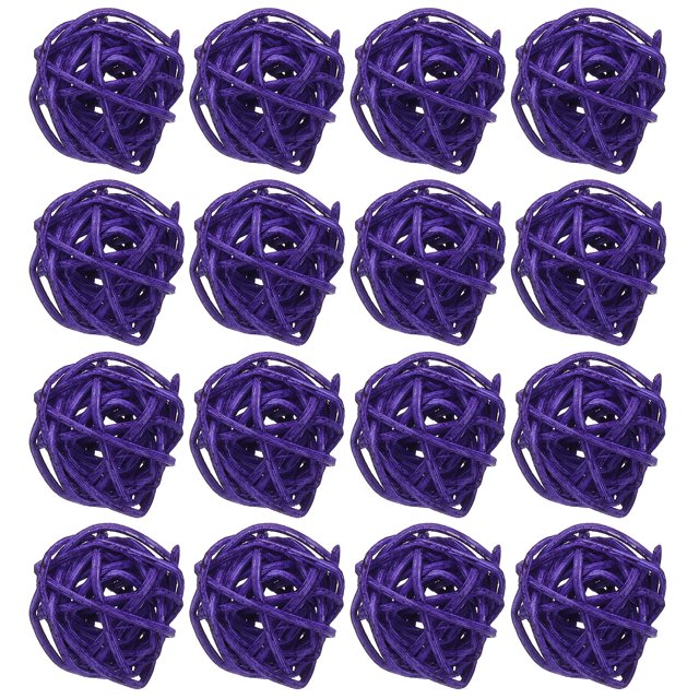 Uxcell 12 Pcs Bolas de Mimbre de Ratán 1.2" Rellenos para Jarrones para Decoración del Hogar Púrpura