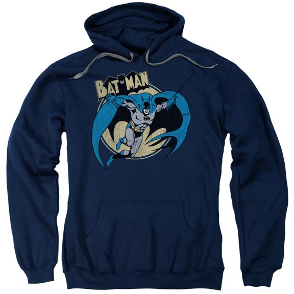 Batman Through The Night Adult Pullover Hoodie Sweatshirt Navy