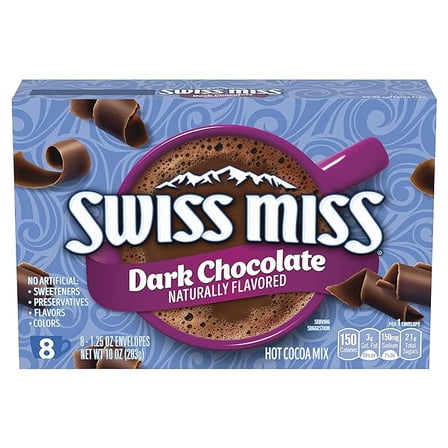 1x Swiss Miss Dark Chocolate Flavored Hot Cocoa Mix, 8 Count Hot Cocoa Mix Packets