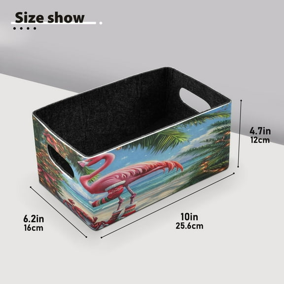 BZSMCE Shelf Baskets Chrismas Flamingo Pattern Storage Cube Bins 10.1*6.3*4.7in Set of 2