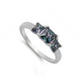thumbnail image 4 of CHOOSE YOUR COLOR Square Multi-color CZ Ring .925 Sterling Silver Band Black Female Size 3, 4 of 4