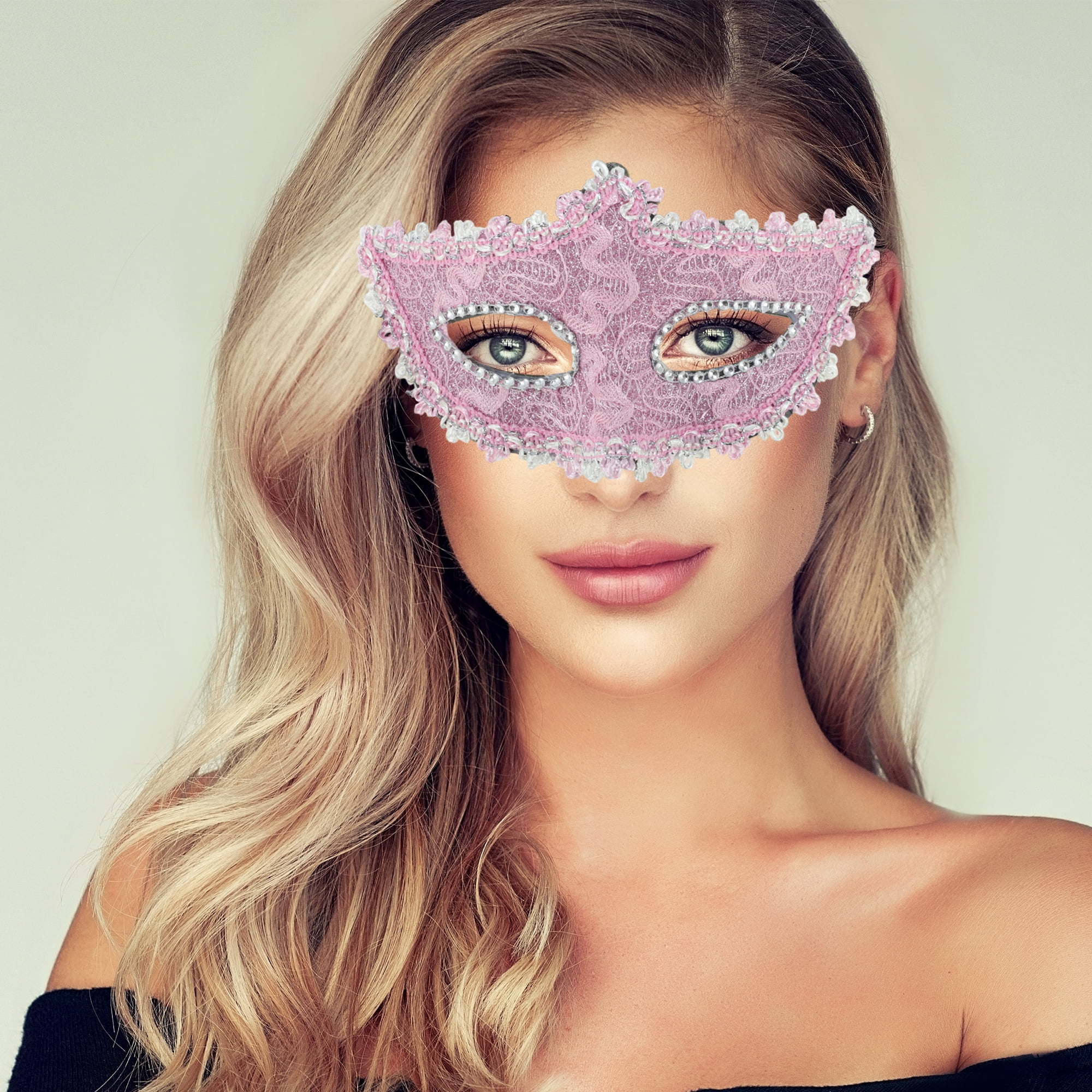 Unique Bargains 1 Box Pointed Head Dragon-Design Half Face Mask Light Pink