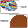 thumbnail image 5 of Unicorn Microfiber Leather Round Coasters (6PCS) - 11x11 cm/4.3x4.3 in - Set of 6 Drink Coasters for Home and Office Use, 5 of 6