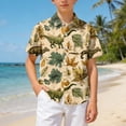 thumbnail image 5 of NIEWTR Boys Linen Shirt Collar Short Sleeve Button Down Shirts Textured Summer Beach Tops 3T 4T 5T 6T 7T Kids Clothes(A-AG,8-9 Years), 5 of 6