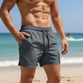 thumbnail image 3 of FRSASU Men's Summer Swim Trunks Solid Color Quick Dry Beach Shorts, Elastic Closure Swimming Shorts with Pockets Dark Gray, 3 of 9
