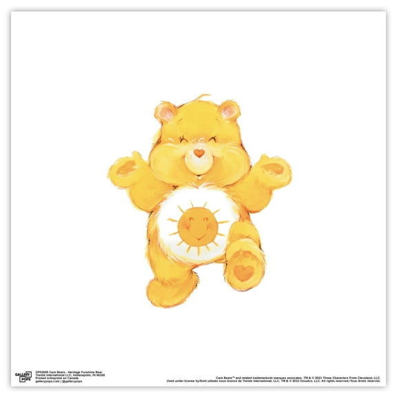 Gallery Pops Care Bears - Heritage Funshine Bear Wall Art, Unframed Version, 12" x 12"