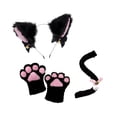 thumbnail image 1 of Cat Ear and Tail Paw Halloween Costume Accessories for Prom Holiday Birthday Black Without Tie, 1 of 9