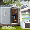 thumbnail image 3 of CDCASA Outdoor Storage Shed, 8' x 6' Resin Shed with Lockable Door, Heavy Duty Polypropylene Plastic Tool Shed for Backyard, Garden, Gray, 3 of 11