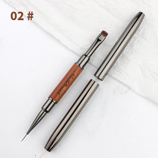Pincel duro de doble punta para decoración de uñas, mango de Gel con diamantes de imitación, punta francesa para diseño de manicura, delineador de Gel, bolígrafo profesional