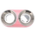 thumbnail image 3 of Comedero doble antideslizante de acero inoxidable para mascotas, comedero para mascotas medianas y pequeñas (rosa M), 3 of 14