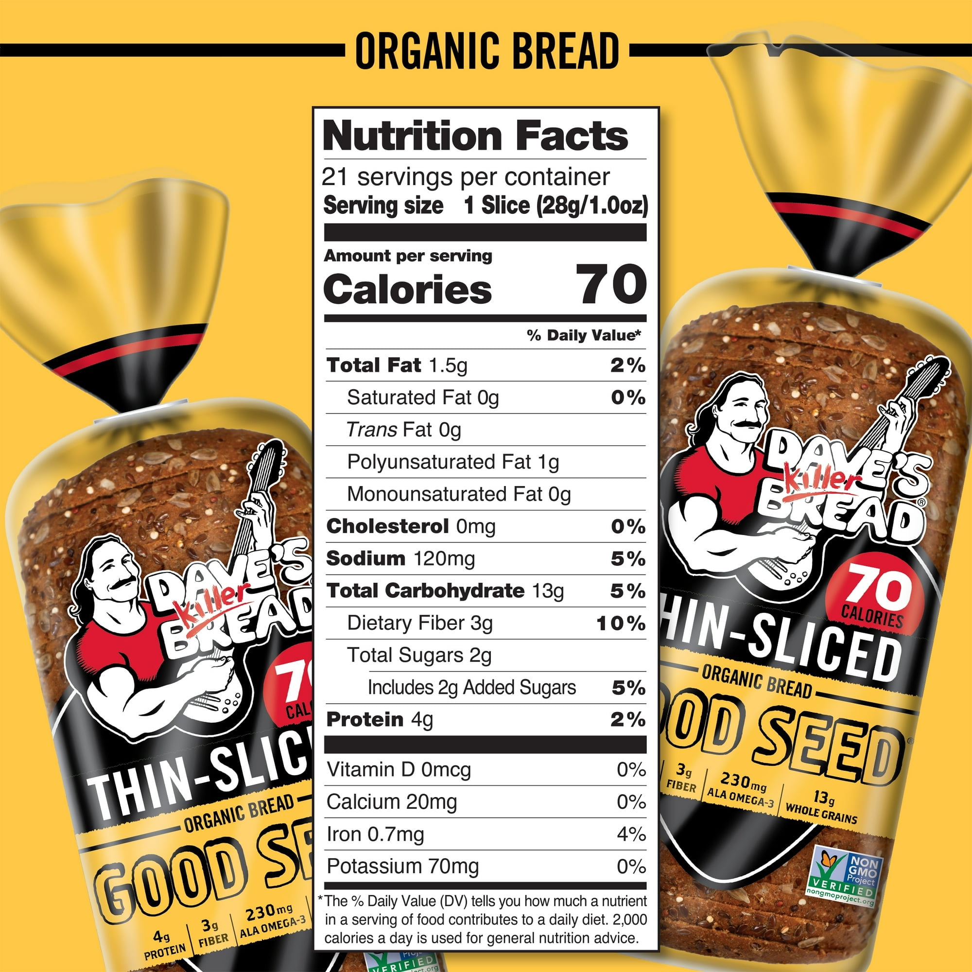 Dave's Killer Bread Thin-Sliced Good Seed Organic Bread 20.5 oz, Shelf-Stable
