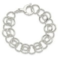 thumbnail image 3 of Sterling Silver Polished and Textured Circle Fancy Link 7.5 inch Bracelet QG4484, 3 of 4