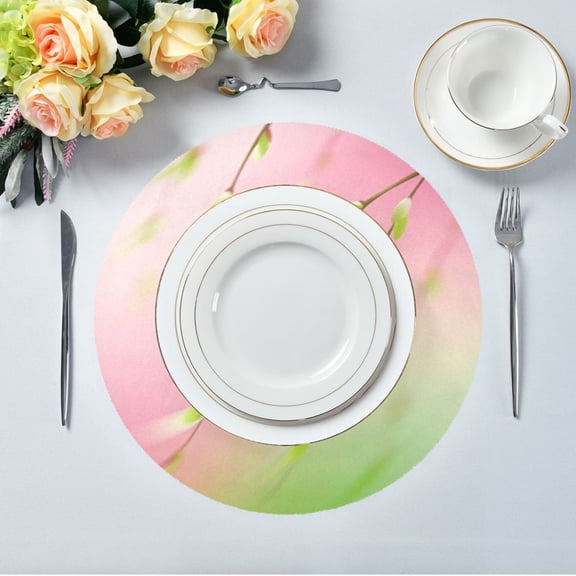 Round Placemats– High Heat Resistance- Spring Willows Printed Design Table Placemats for Dining, (15.4inch) 1pick