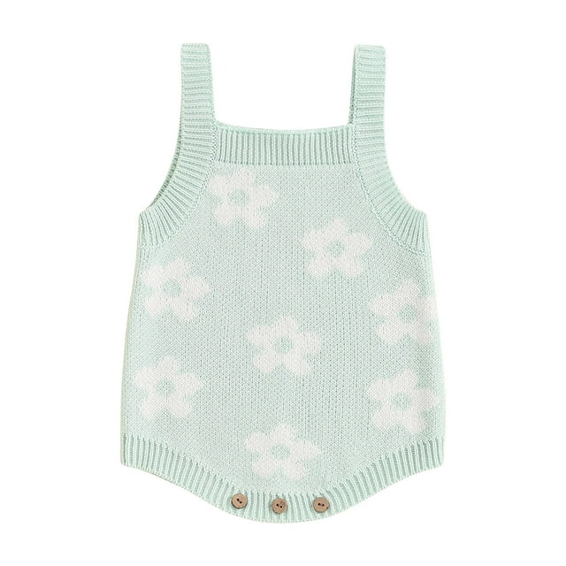 Gupgi Baby Girls Knit Rompers 3 6 9 12 Combinaisons Sans Manches à Imprimé Floral pour Bébé