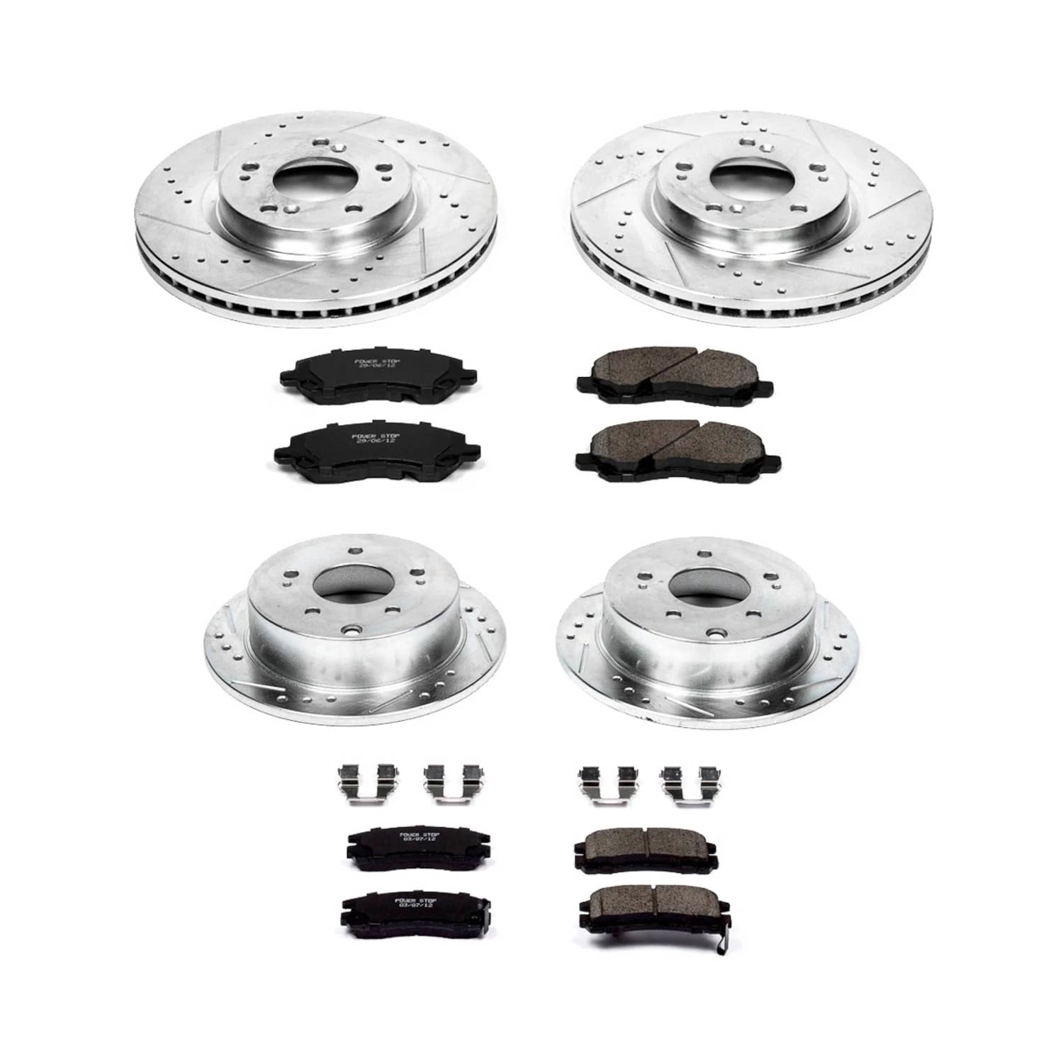 PowerStop Front and Rear Z23 Evolution Sport Carbon-Fiber Ceramic Brake Pad and Drilled & Slotted Rotor Kit Fits: MITSUBISHI Select Models K2711