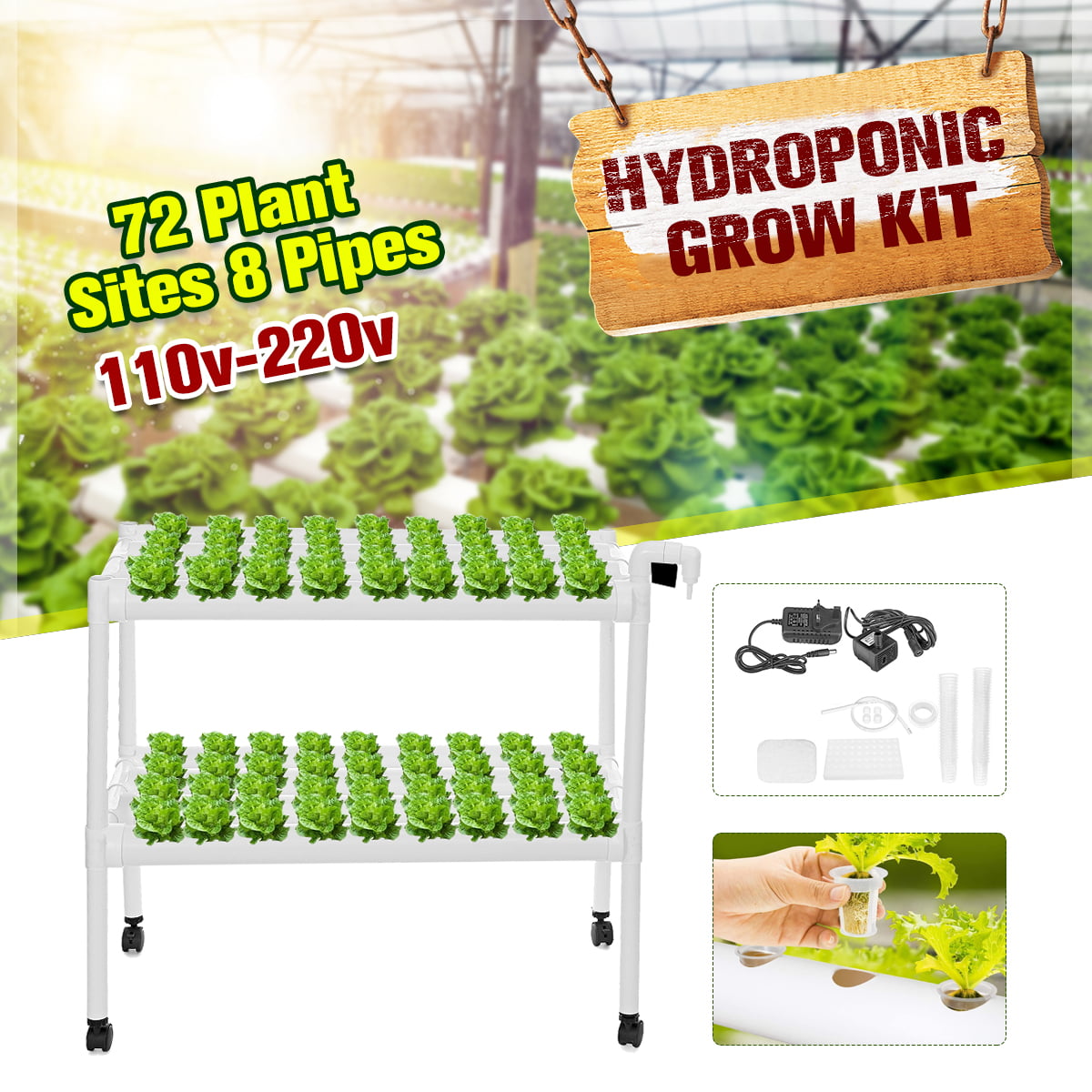 Hydroponic Grow Kit 72 Plant Sites food grade garden Flow Garden System HOT 