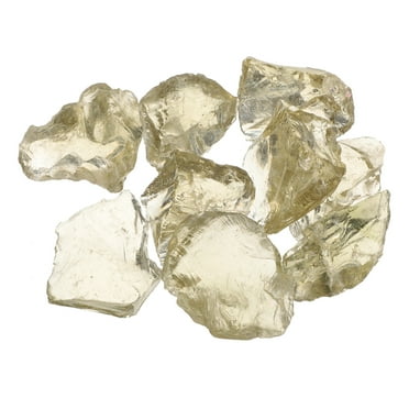 Uxcell Fire Glass for Fire Pit, 3-5cm(1-1/5" to 2") High Luster Reflective Glass Rocks, Light Yellow