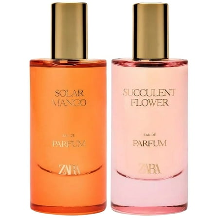 Zara Solar Mango & Succulent Flower Perfume for Women EDP Duo Set with Mango Peach Jasmine Frangipani & Sandalwood Fruity Floral Long Lasting Fragrance Eau de Parfum 2 x 50ml (1.7 fl. oz.)