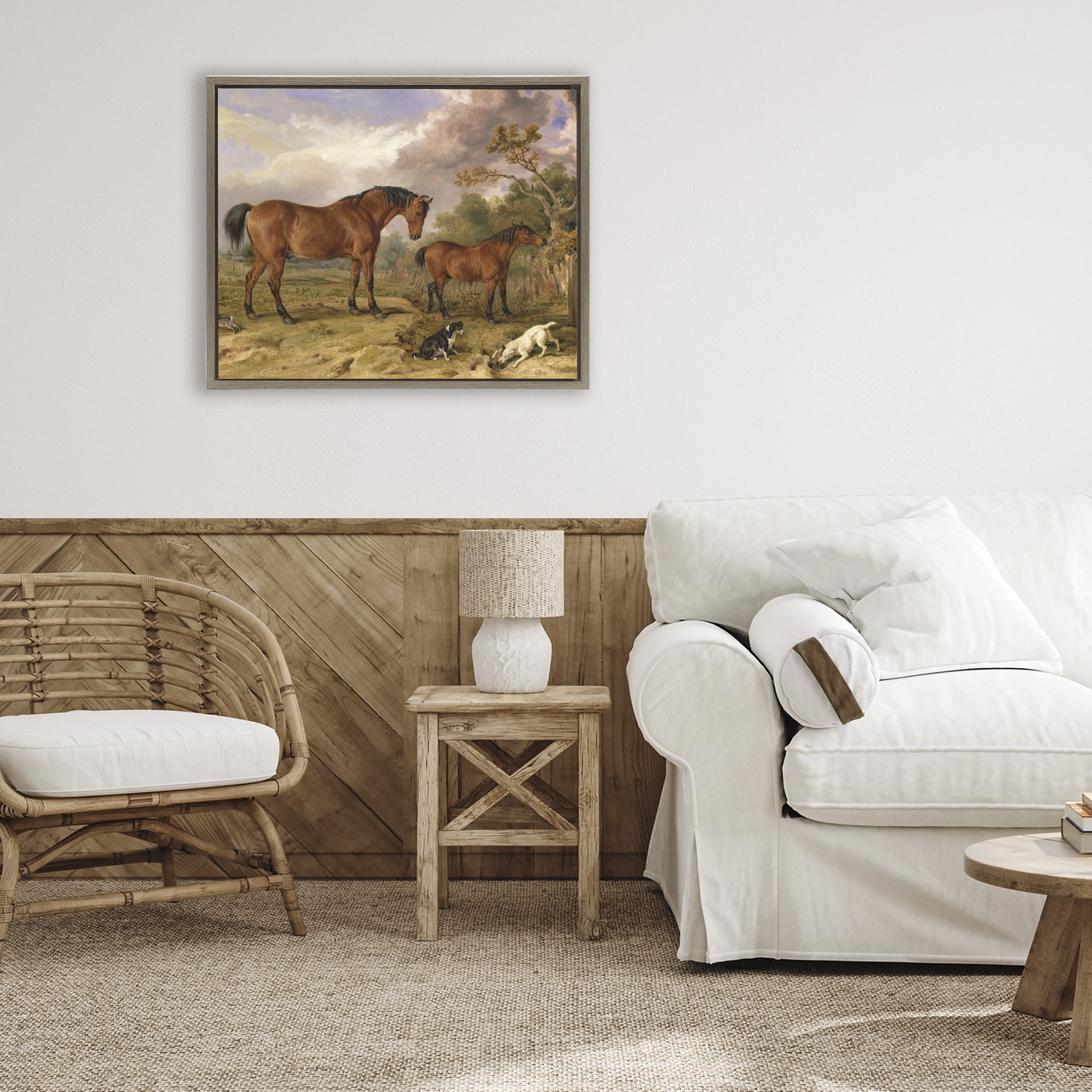 Stupell Industries Classic Portrait of Horses Brown Framed Floater Canvas Wall Art, design by Tina LeCour