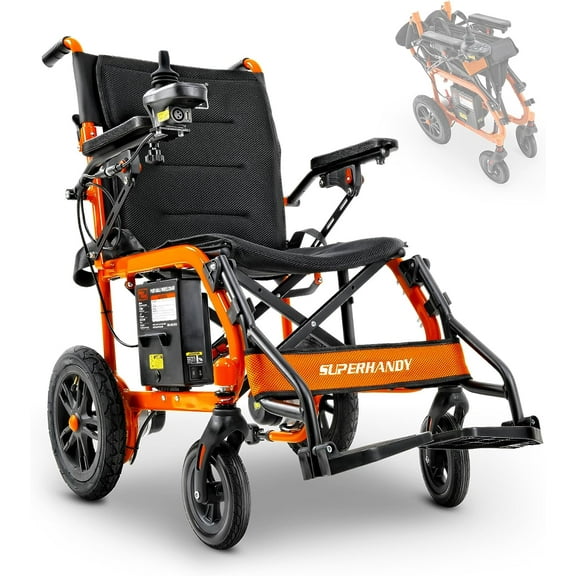 SuperHandy Ultralight Folding Lithium Battery Wheelchair for Adults, 250W Brushless Motor, 4MPH