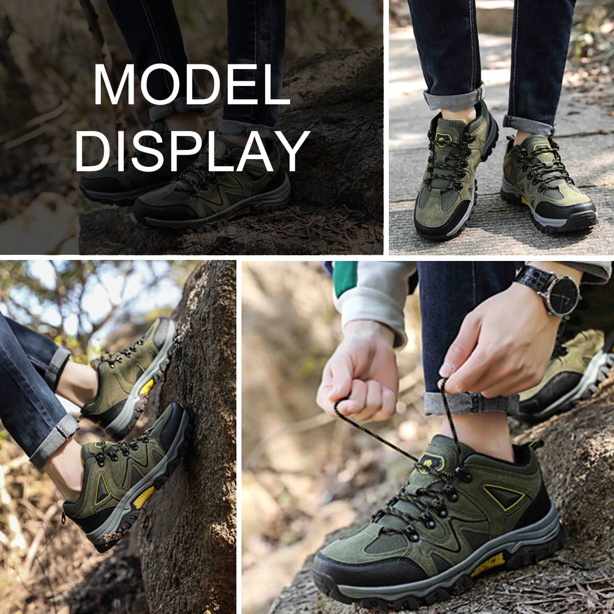 AUXDIQ Hiking Shoes Mens Waterproof Mountain Trekking Shoes Men Breathable Walking Shoes Outdoor Sports Running Camping Climbing