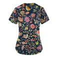 thumbnail image 5 of Xyxonk Scrub Tops Women's Plus Size Funny Printed V Neck Shirts Comfortable Short Sleeve Stretch Easy Care Uniforms with Pockets Black M, 5 of 5