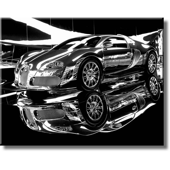 Tableau Bugatti Voiture de Rêve sur Toile Tendue, Décoration Murale, Prêt à Accrocher