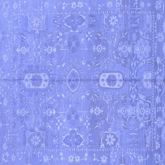 Ahgly Company Machine Washable Indoor Square Abstract Blue Modern Area Rugs, 5' Square