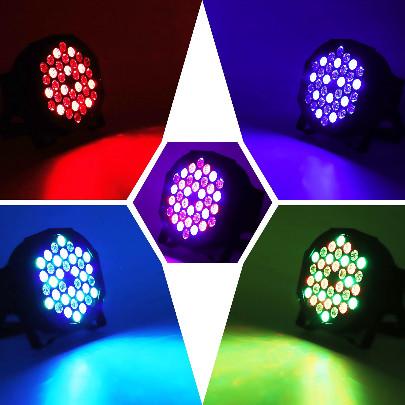 8PCS 36-LED RGB DJ Par Lights with Remote - DMX/Sound Sync for DJ, Wedding, Party, Club & Stage Lighting