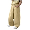 thumbnail image 2 of Riecok Wide Leg Pants for Boys Elastic Waist Pants Lightweight Solid Pull on Trousers Casual Outerwear with Pockets, 2 of 8
