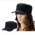 thumbnail image 3 of Nvzi Adjustable Unisex Flat Top Twill Classic Baseball Cap Military Cap 22-23.6 Inch Cadet Hat (Black), 3 of 4