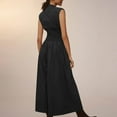 thumbnail image 4 of lcziwo Womens V Neck Casual Dressy Jumpsuits Smocked Zip Up Sleeveless Wide Leg Onesie Pants Summer Casual Elastic Waist Overalls with Pockets Work Outfit Back to College Sale Black L, 4 of 9