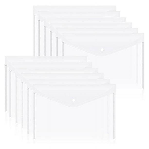 12 Sobres De PláStico Para Documentos Con A PresióN Para Documentos De TamañO A4, Carpetas De Polietileno Para La Escuela Y ÚTiles Escolares D