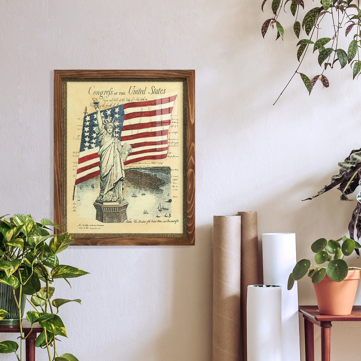 USE D # Proud To Be An American I -Framed Print w/glass-Walnut