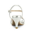 thumbnail image 2 of BLISSFUL STEP Chaussures pour Femmes Sandales à Talon Kitten à Bout Ouvert en PU avec Bride à la Cheville Ornée de Strass Argent 8,5, 2 of 8
