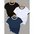 thumbnail image 3 of ZOELNIC 3 Pack Womens T-Shirts - Short Sleeve Spring Summer Tops Crew Neck Trendy Casual Work Basic Tees, L, 3 of 4