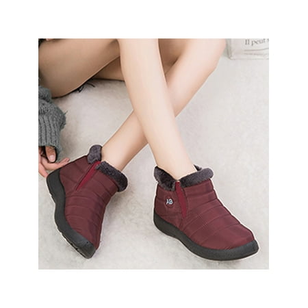 

Wazshop Snow Boots for Women Warm Ankle Boots Outdoor Slip On Short Booties Anti-Slip Comfort Shoes