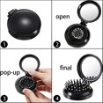 thumbnail image 3 of 2 piezas (negro) cepillos de pelo plegables con espejo de viaje, redondo, portátil, plegable, de bolsillo, mini peine para el pelo, compacto, tamaño de viaje, peine de masaje para hombres y mujeres, 3 of 5