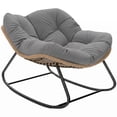 thumbnail image 1 of Outsunny Fauteuil Berçant Papasan Intérieur Extérieur avec Coussin, Gris, 1 of 10