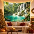 thumbnail image 3 of Tropical Waterfall in Lush Jungle, Calming Watercolor for Nature Lovers, Rainforest Nature Art Decor, Housewarming Gift Tapestry Wall Hanging for Bedroom and Living Room, 3 of 7