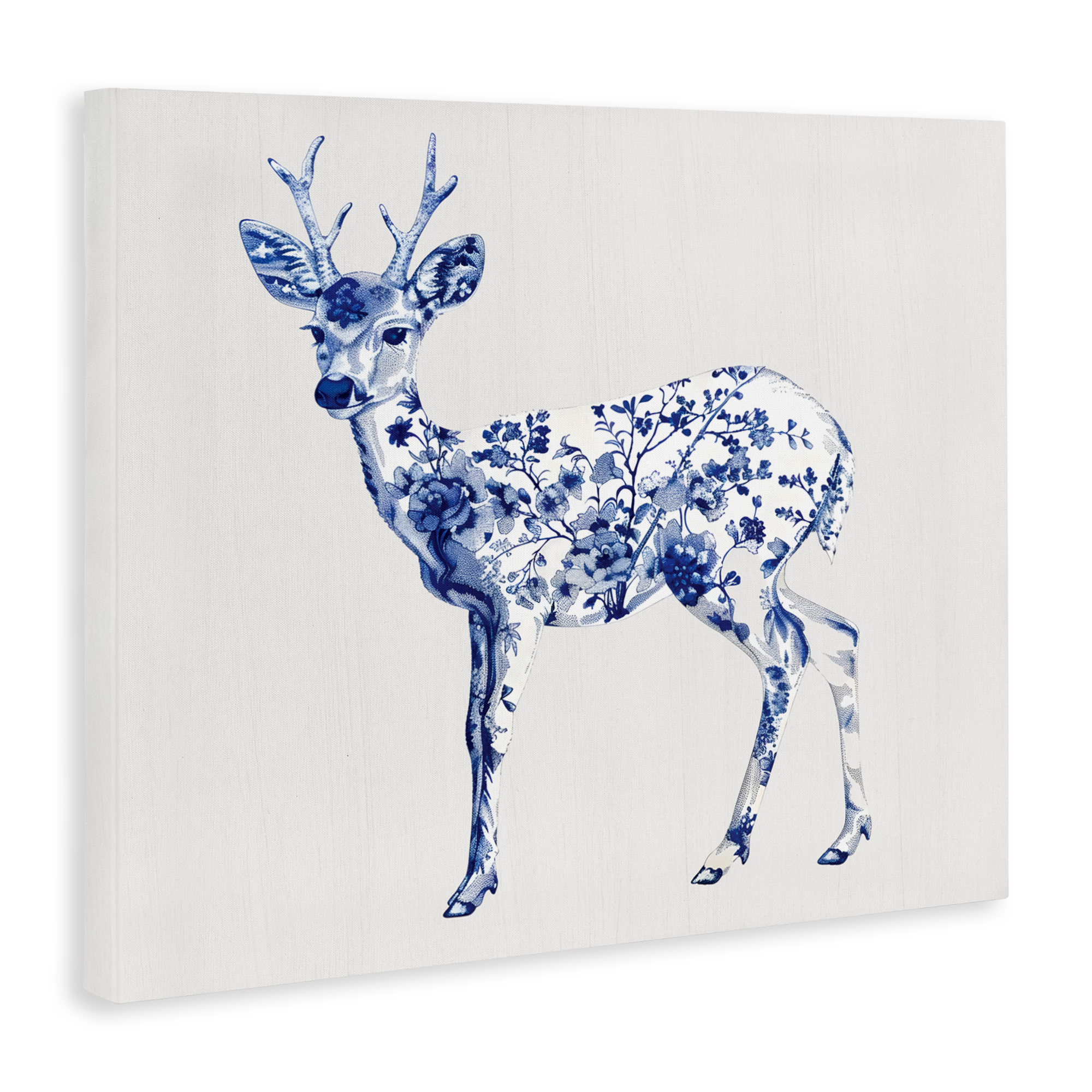 Graceful Toile Deer Canvas Wall Art, design by Lettered and Lined