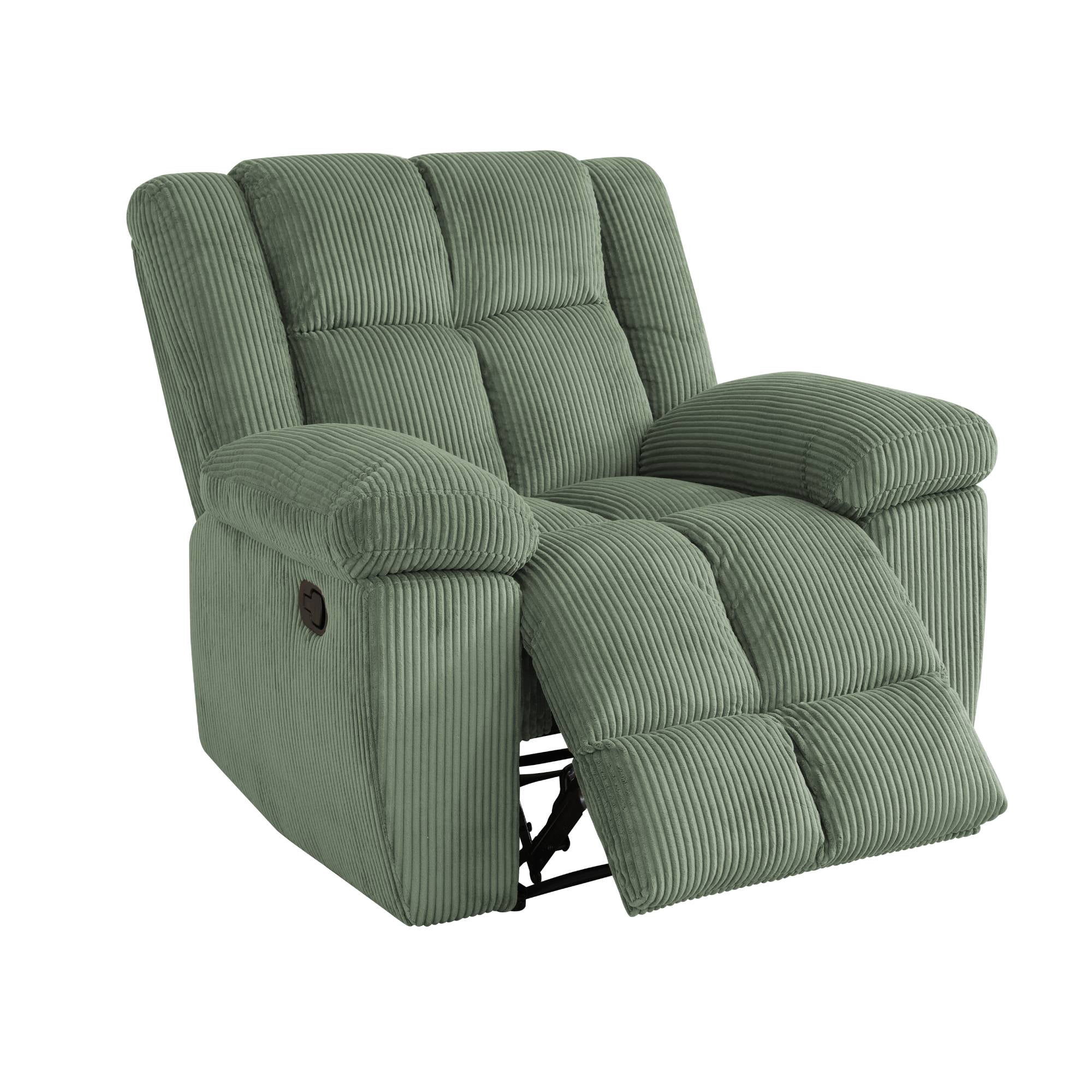 Manual Reclining Sofa, Modern Corduroy Recliner Chair, Comfy Single Sofa Lounge Seating for Small Spaces, Living Room, Green