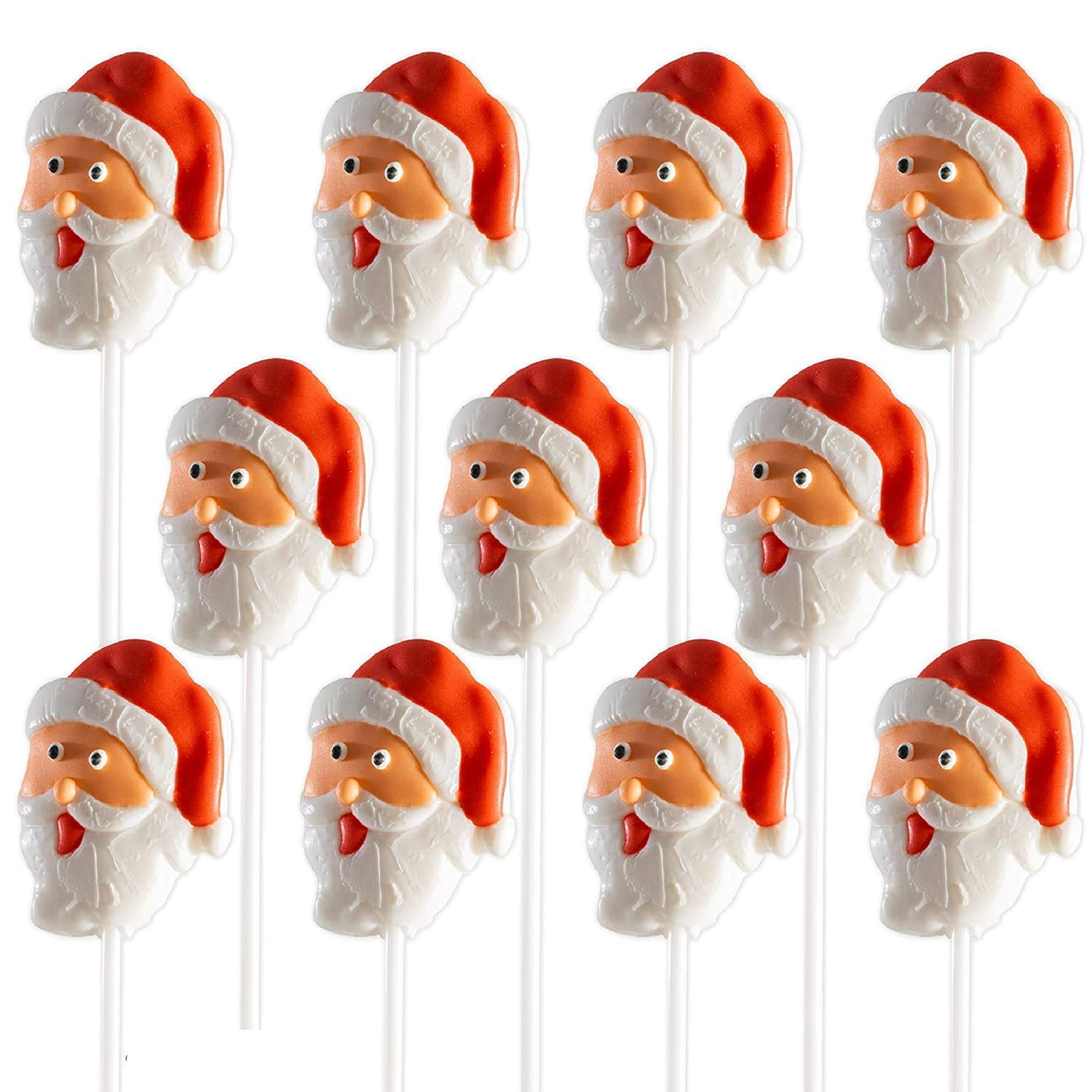 Christmas Santa Lollipops (12 Pack) Great for Christmas Goody Bag Fillers or Christmas Stocking Stuffers