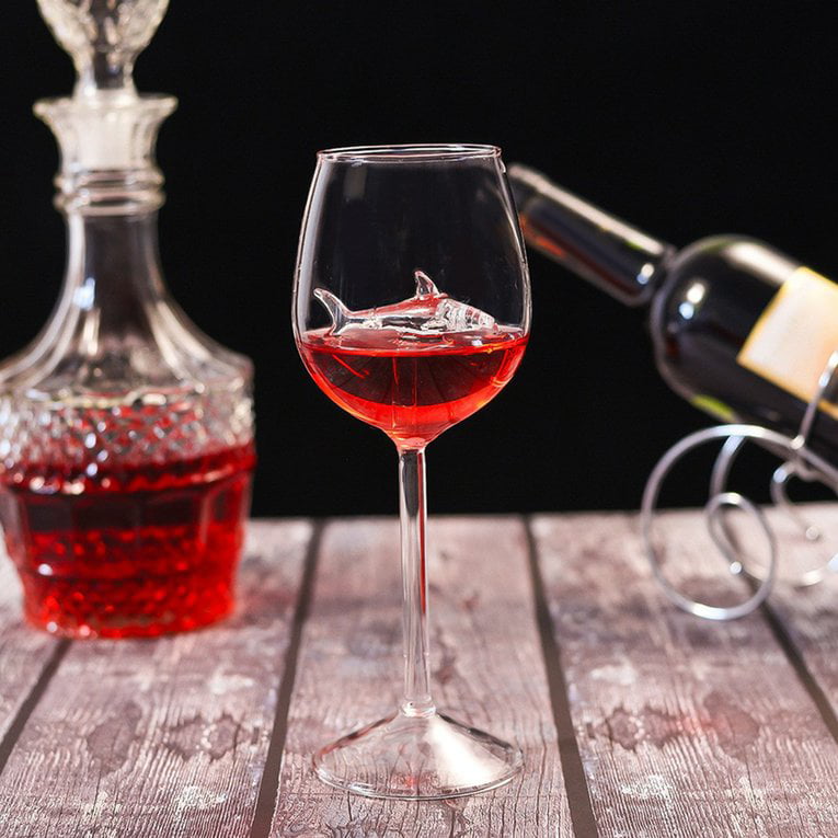 1Pcs Shark Design Party Decor Gift Red Wine Glasses Lead-Free Crystal Glass  USA 