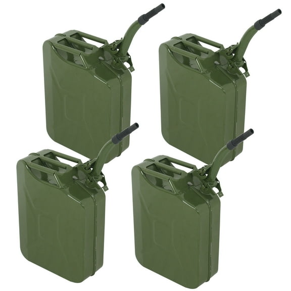 4pc 5 Gallon Jerry Can oil Steel Green Military Army Backup 20L Storage Tank