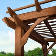 Backyard Discovery Beaumont 10x10 Cedar Wood Patio Pergola Kit, Trellis Roof, PowerPort