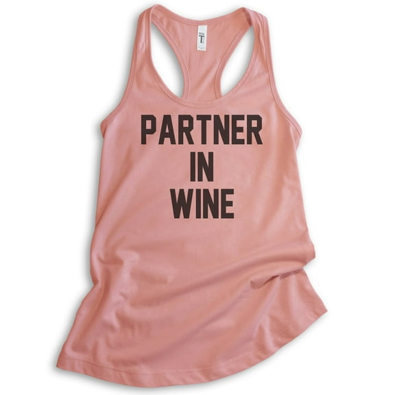 Partner In Wine Tank Top, Ladies Racerback Tank Top, Wine Tank, Party Tank, Bachelorette Tank, Desert Pink, Large
