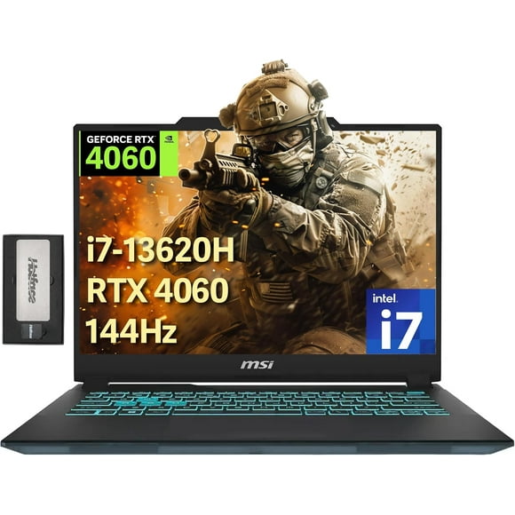 MSI Cyborg 14 Pouces FHD+ 144Hz Ordinateur Portable de Jeu, Intel i7-13620H, 32 Go DDR5, 1 To SSD, NVIDIA GeForce RTX 4060 8G GDDR6, Clavier Rétroéclairé, Wi-Fi 6, Webcam, Windows 11 Pro, Noir, Station d'Accueil 256 Go